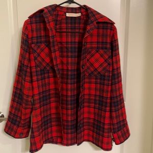 Pendleton 100% Wool Vintage Red & Navy Plaid Flannel